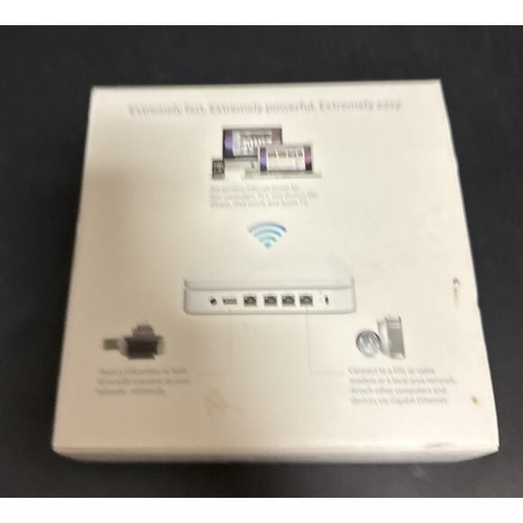 Apple A1143 White AirPort Extreme Base Station Wireless Router Tested Box Cables - Picture 11 of 11